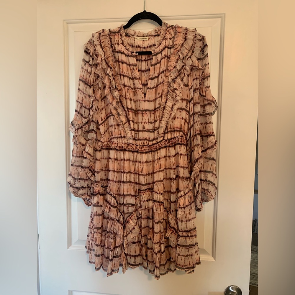 Ulla Johnson pink and purple ruffled dress